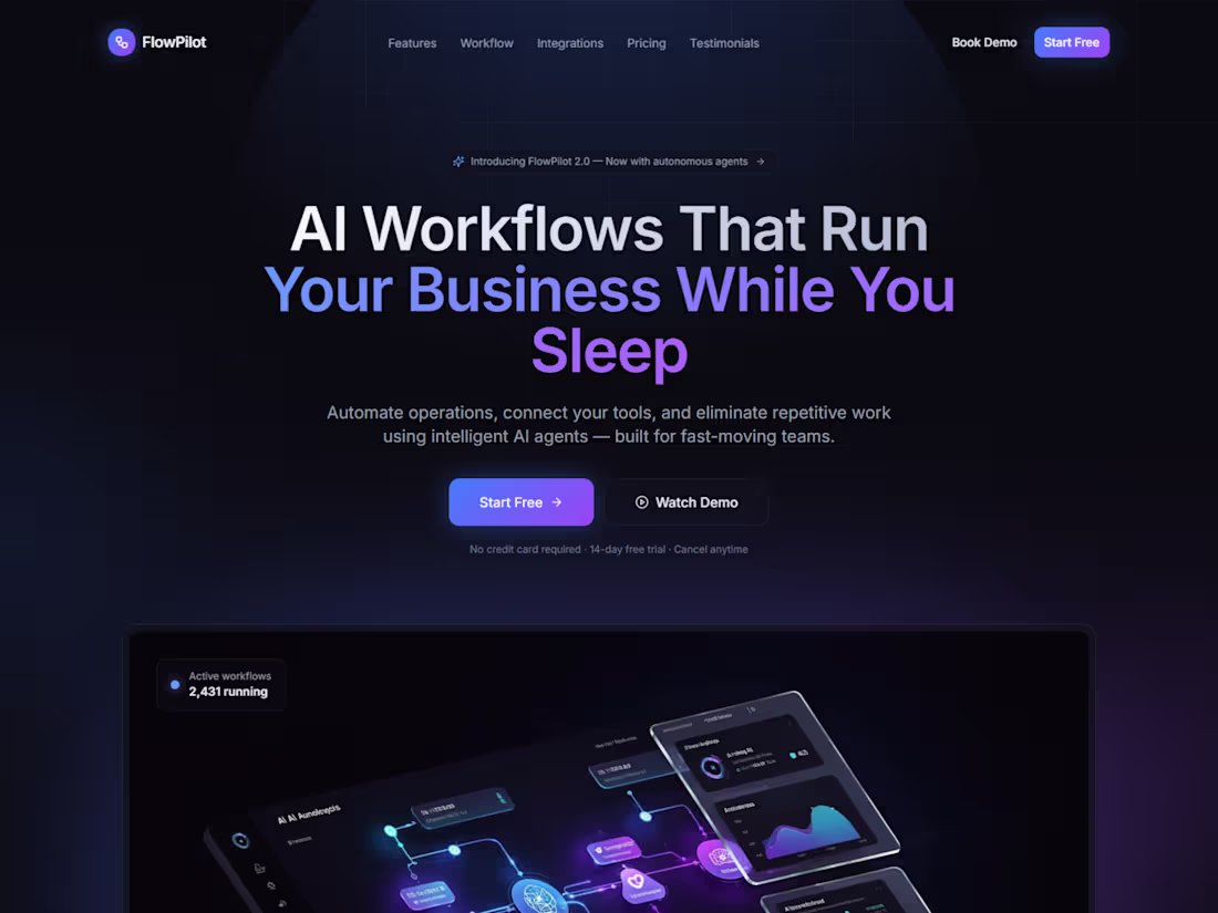 Cover image for FlowPilot — AI SaaS Landing