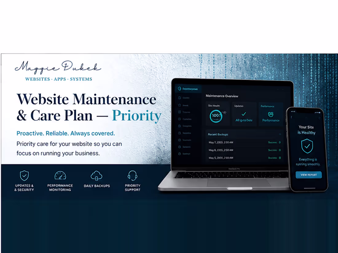 Cover image for Website Maintenance & Care Plan — Priority