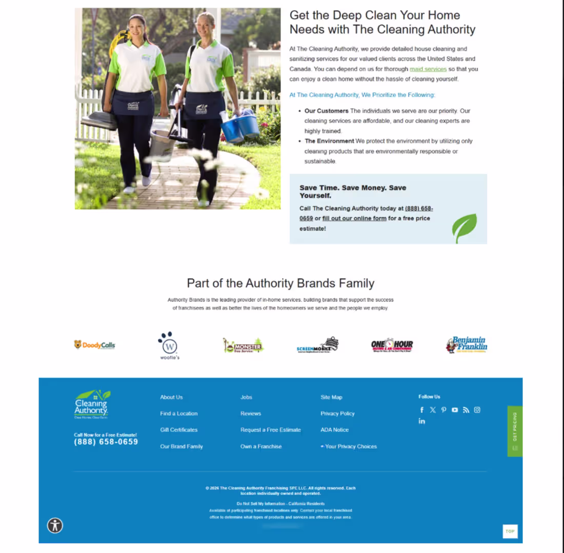 Cover image for Cleaning Website design