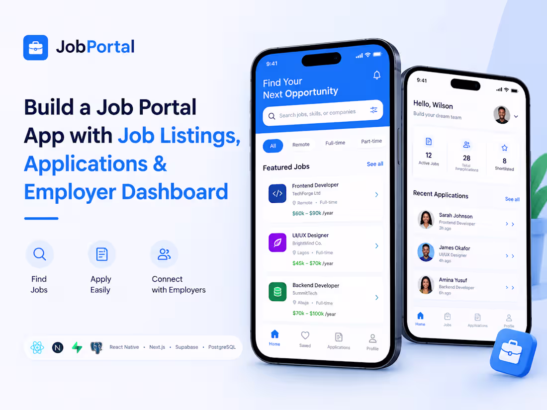 Cover image for Build Job Portal App with Job Listings, Applications & Employer 