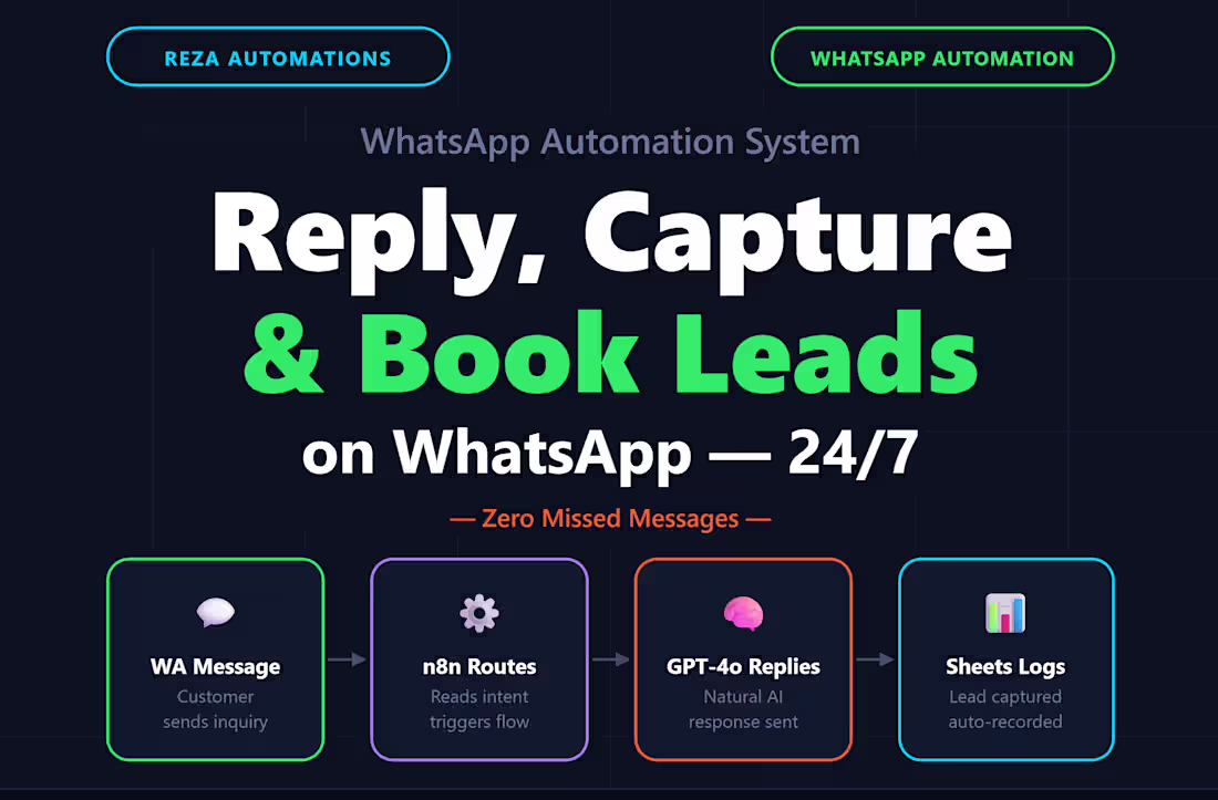 Cover image for WhatsApp Automation | Auto-Reply, Booking & Lead Capture