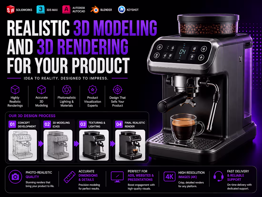 Cover image for Realistic 3D Modeling and 3D Rendering for your Product
