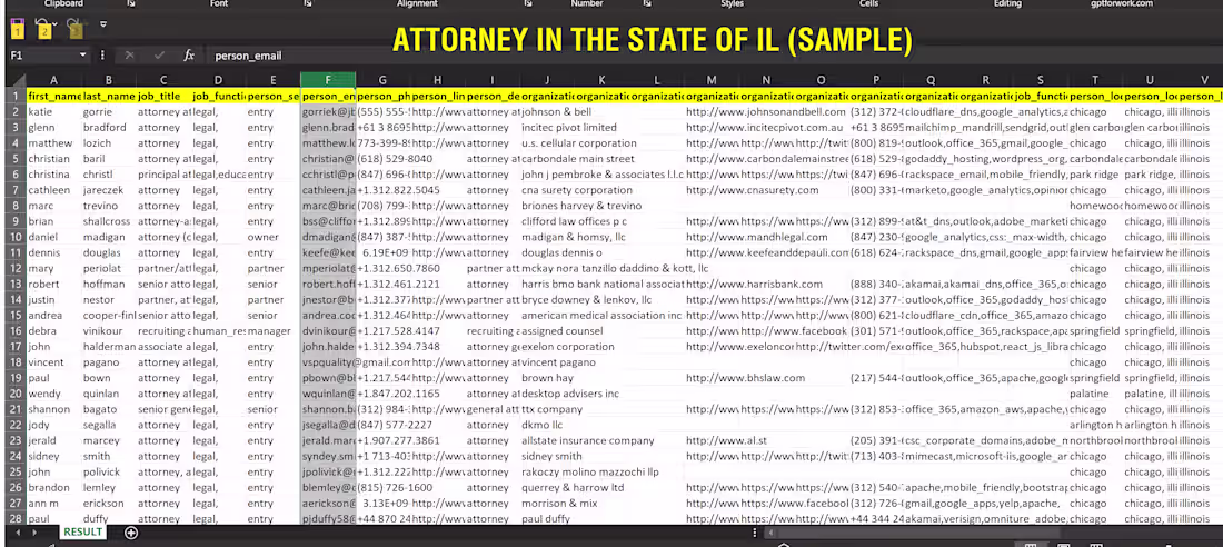Cover image for Lead Generation of Attorneys in the State of IL