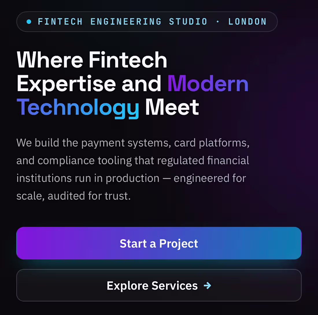 Cover image for A London fintech engineering studio