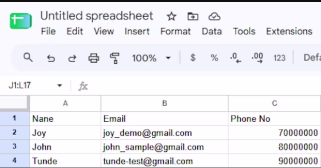 Cover image for Sample of contact list organization