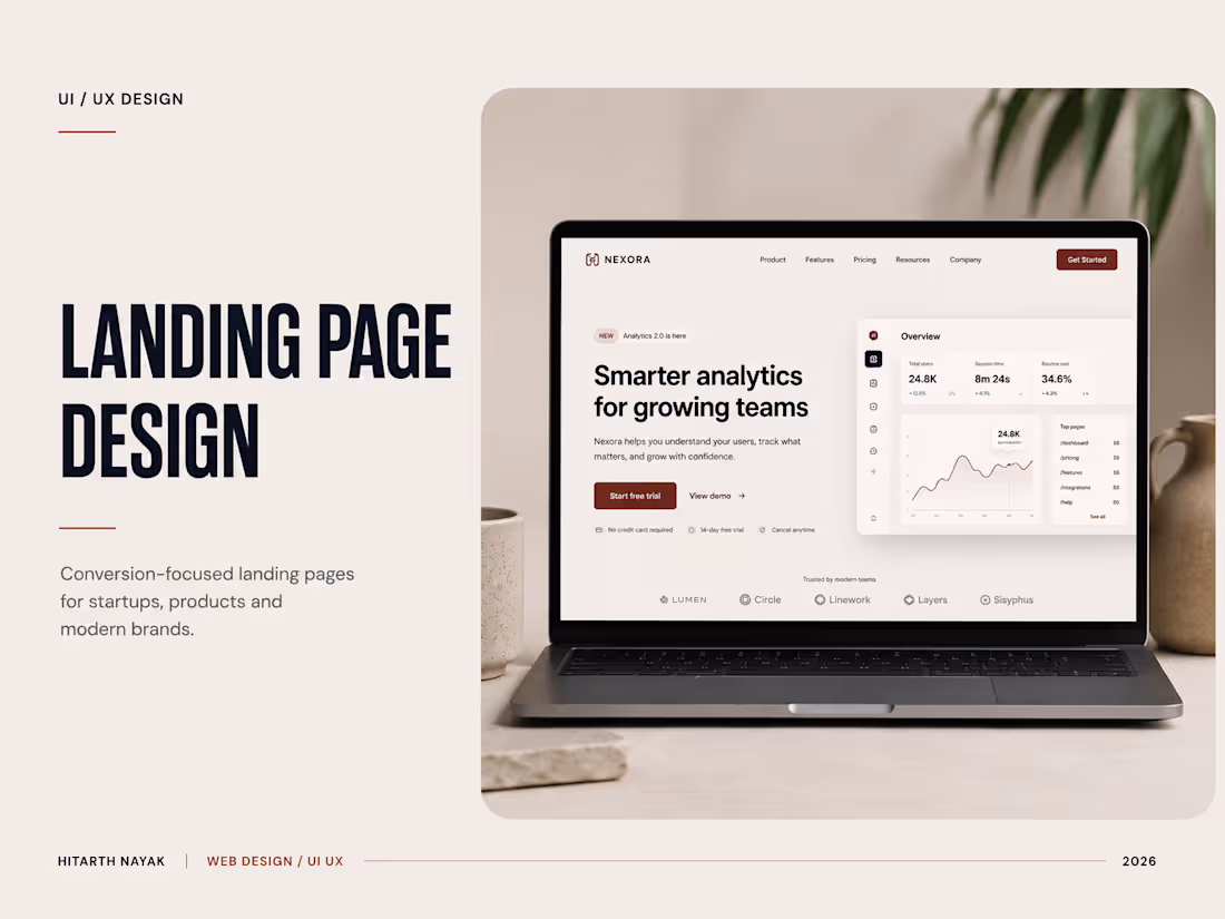 Cover image for Landing Page Design for Startups & Modern Brands