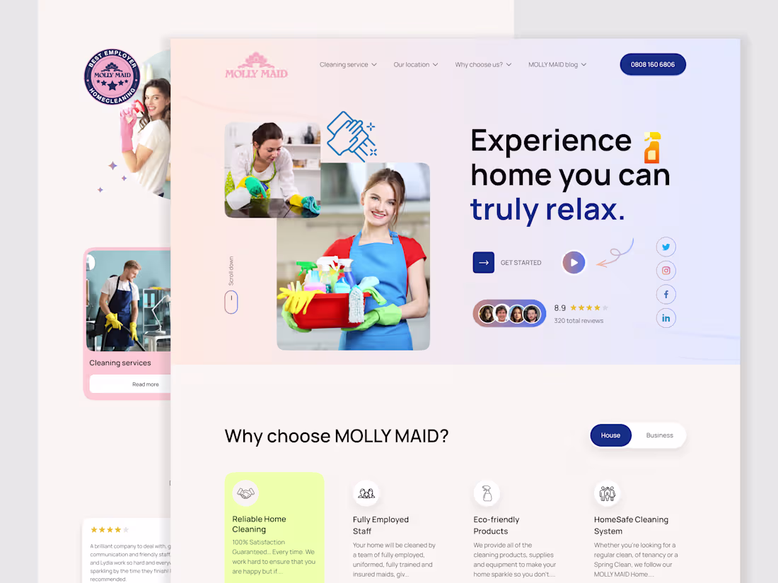 Cover image for Here is my Molly Maid – Home Cleaning Service Landing Page U...