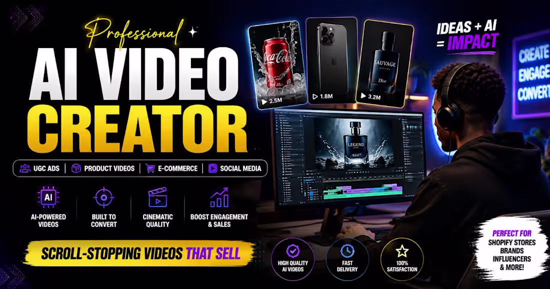 Cover image for I will create cinematic AI product video ads for your brand