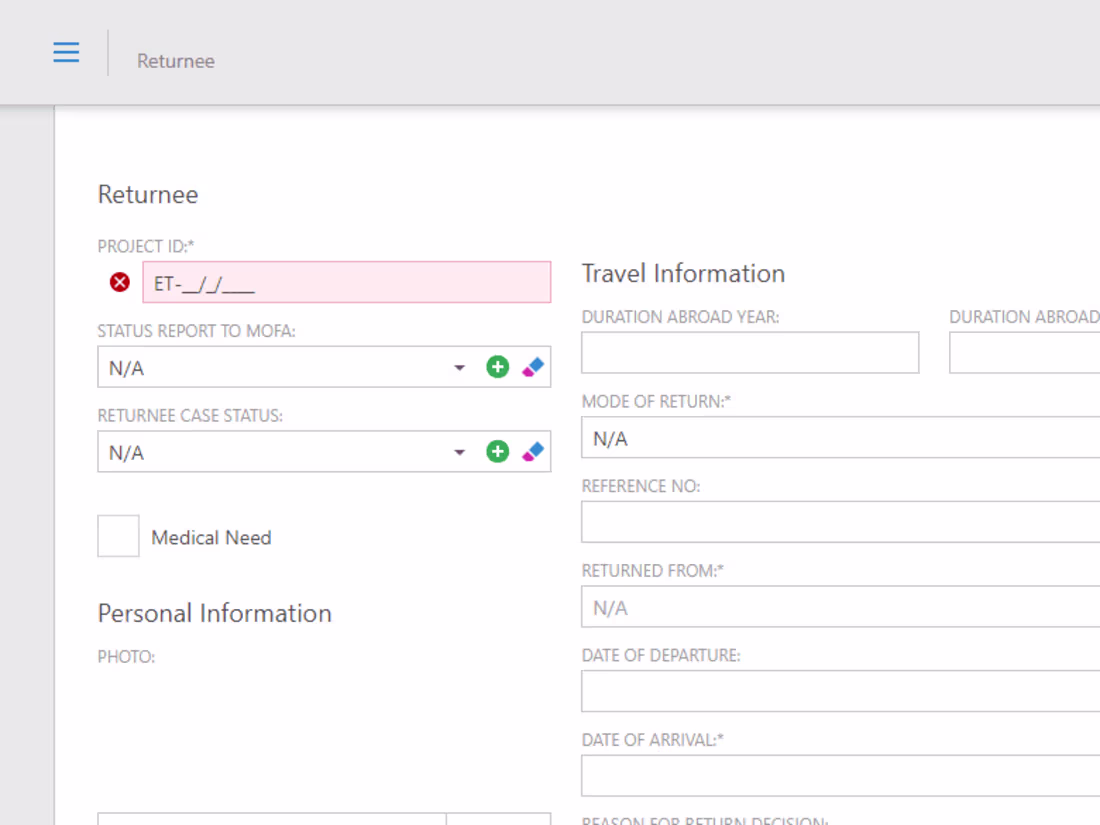 Cover image for Returnees reintegration information management system
