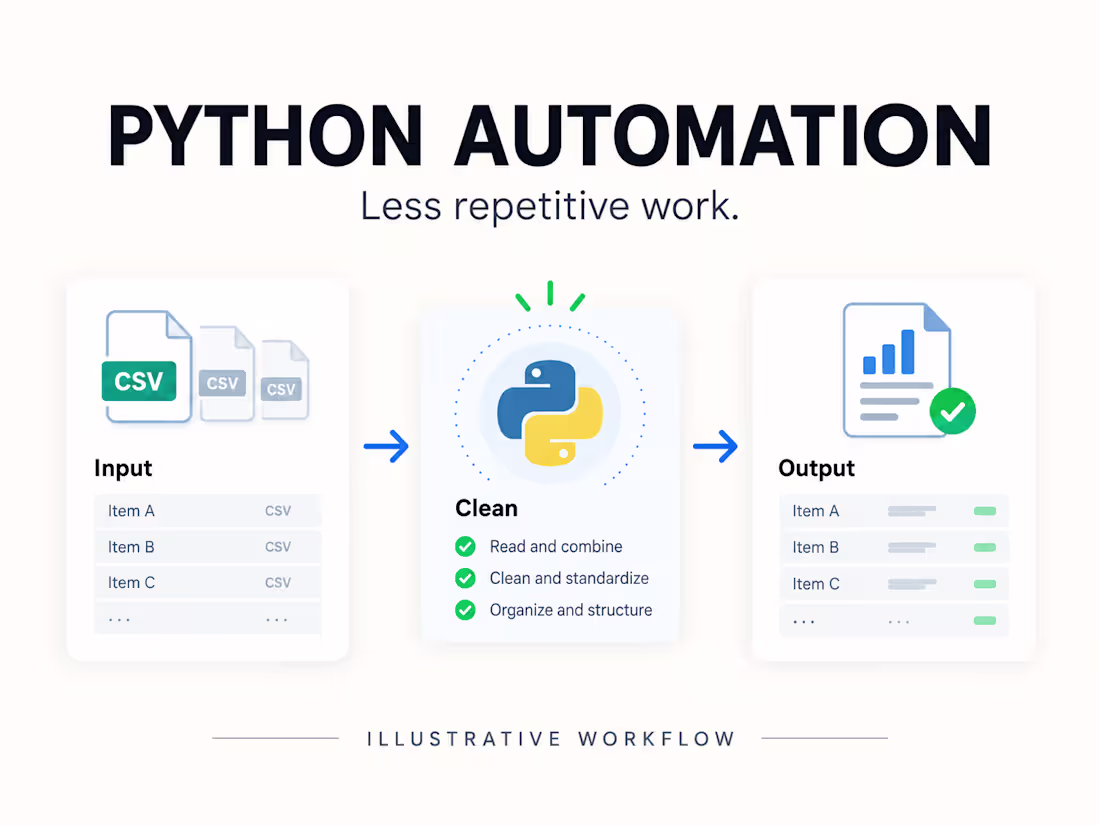 Cover image for Python automation for CSV, Excel and repetitive file tasks