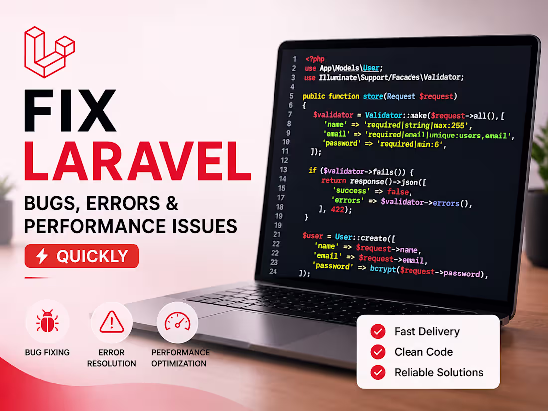 Cover image for fix Laravel bugs, errors, deployment cloud issue, error 404