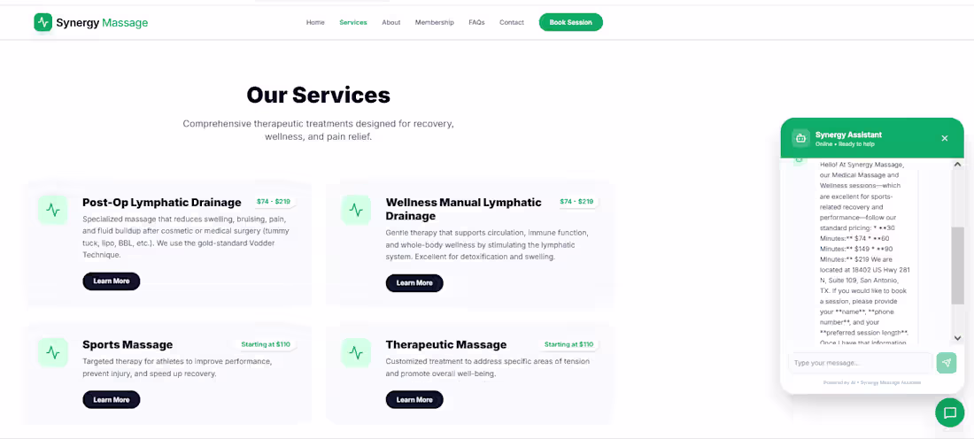Cover image for Massage E commerce Service