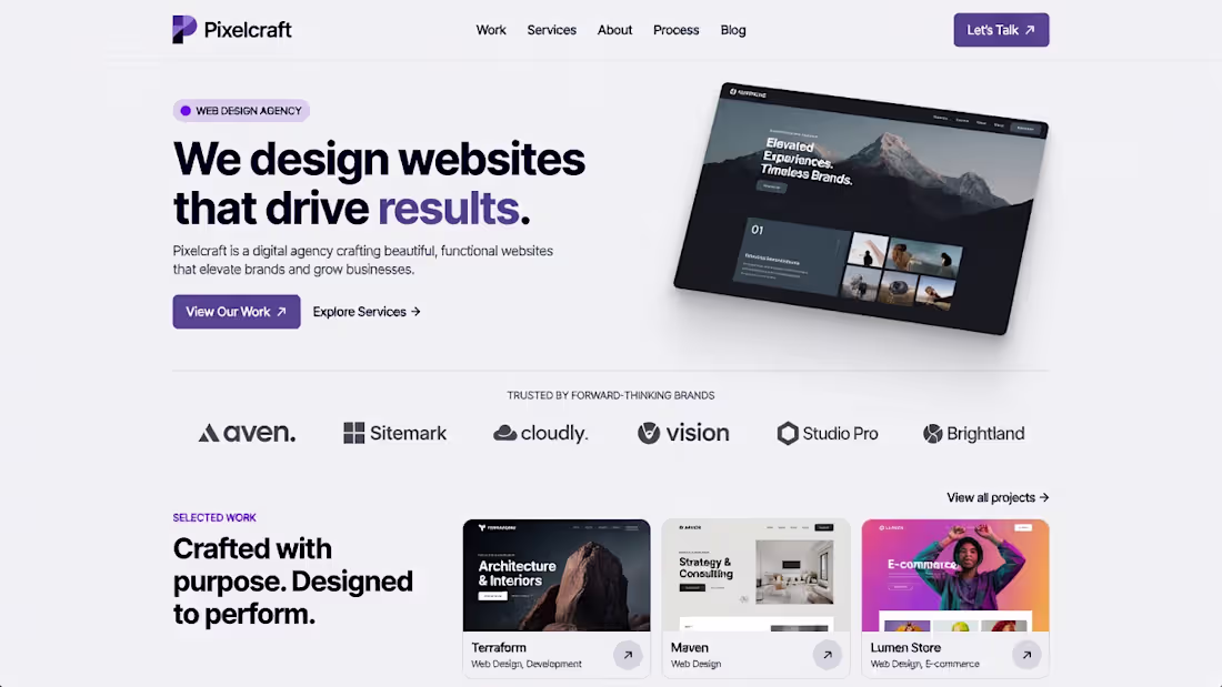 Cover image for Pixelcraft: Purpose-crafted websites designed to