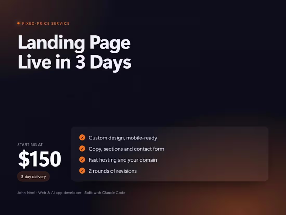 Cover image for Landing Page Live in 3 Days
