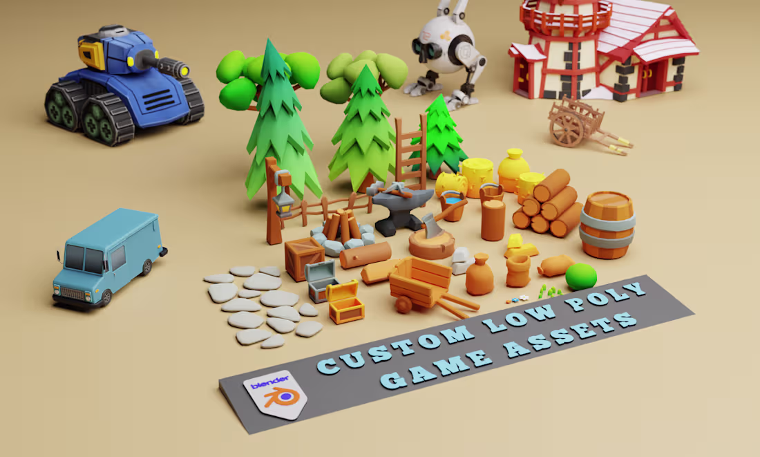 Cover image for low poly game ready assets and props modeling 
