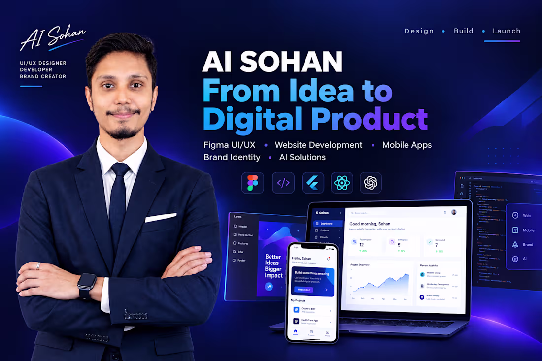 Cover image for Custom UI/UX Design for Mobile Apps & Websites