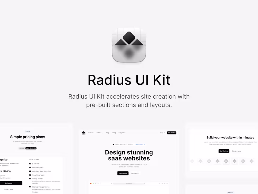 Cover image for Radius - A Premium Framer UI Kit for Modern Web Applications