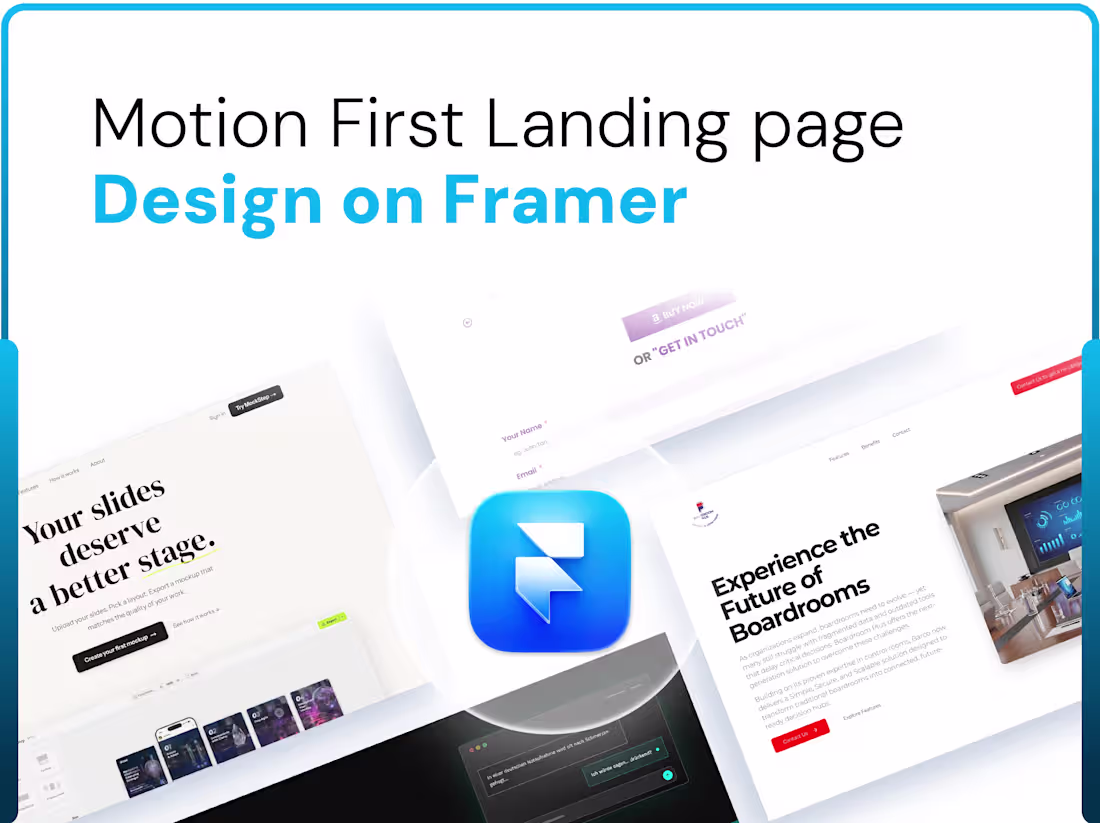 Cover image for Motion First Landing Page Design on Framer
