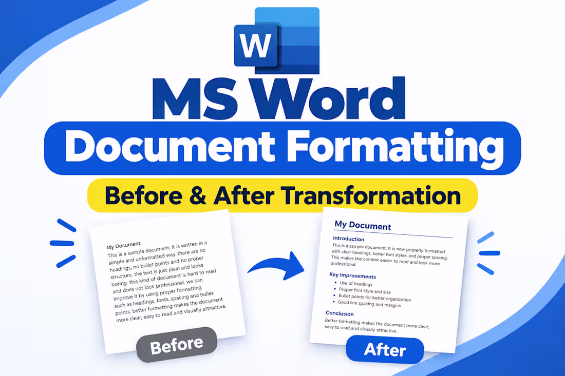 Cover image for MS Word Document Formatting and Layout Design