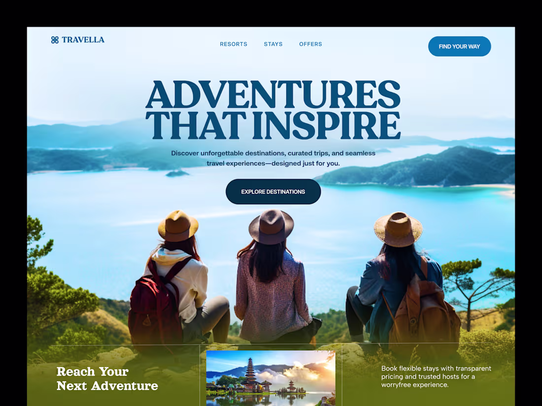 Cover image for Travella - Adventure Travel website design Travella is desig...