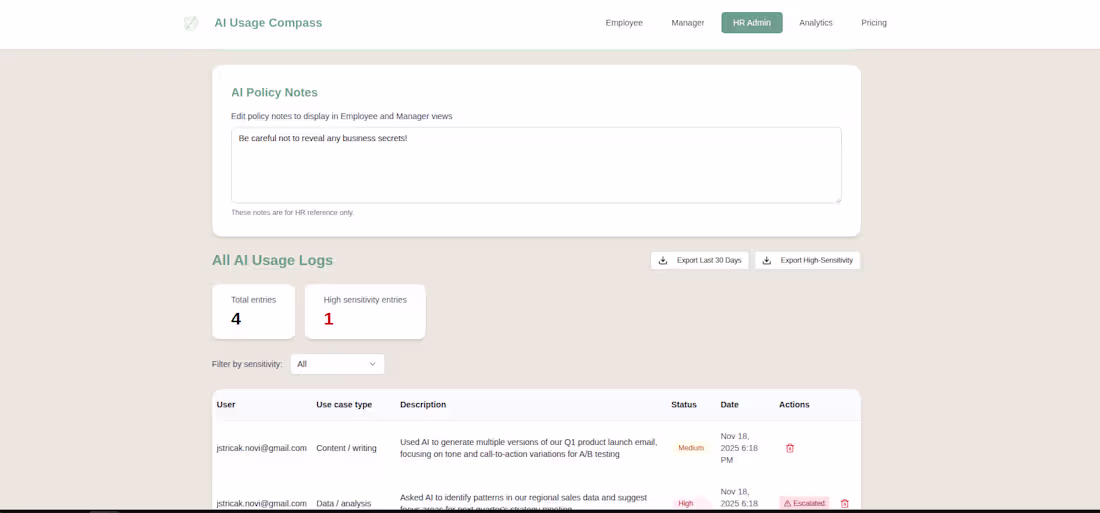 Cover image for AI Usage Compass is a lightweight governance layer designed ...
