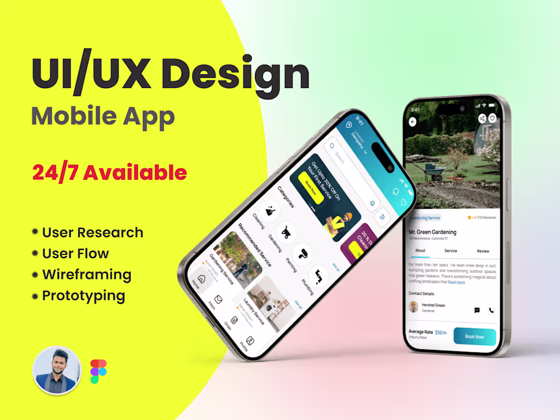 Cover image for UI/UX Design For Mobile Apps With Wireframe & Prototype
