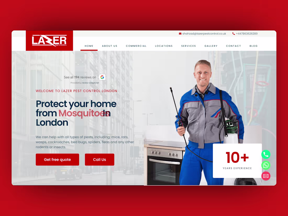Cover image for Lazer Pest Control London — WordPress, SEO & Google Ads