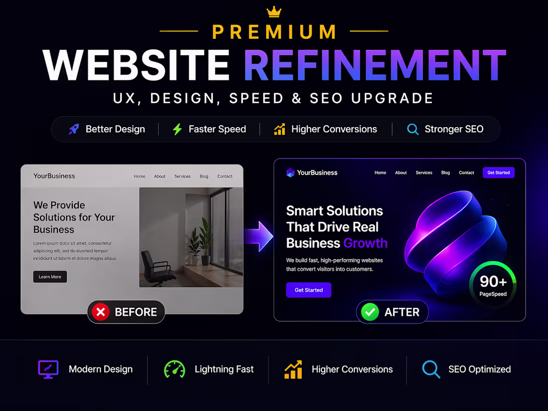Cover image for Premium Website Refinement (UX, Design, Speed & SEO Upgrade)