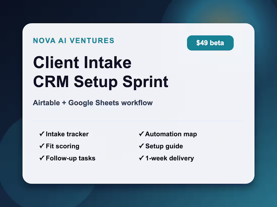 Cover image for Client Intake CRM Setup Sprint