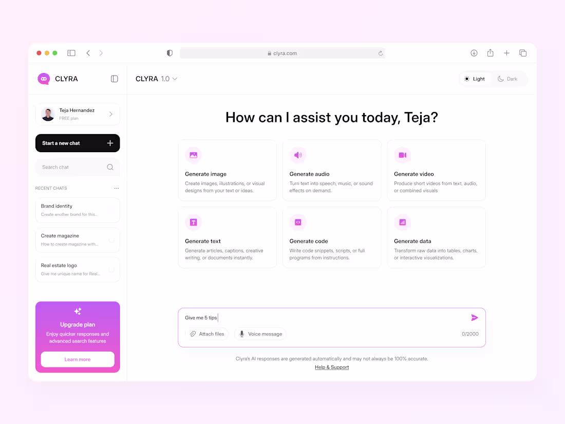 Cover image for CLYRA - AI Chat Dashboard