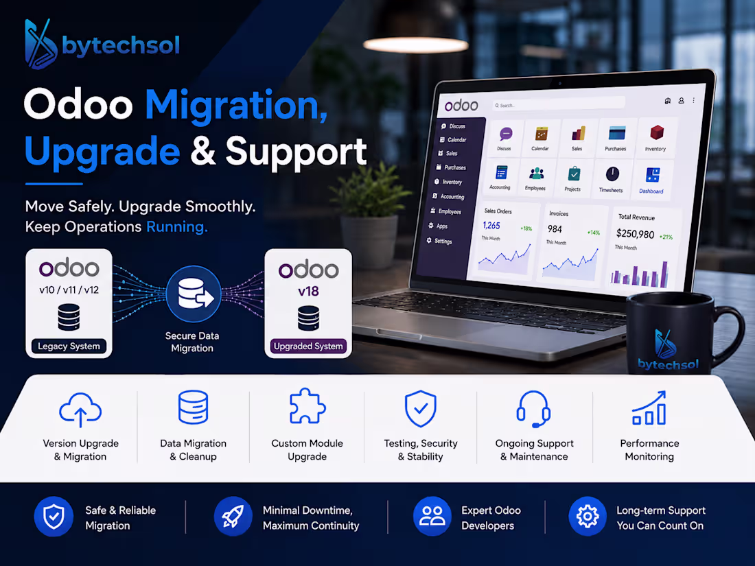 Cover image for Odoo Migration, Upgrade, Maintenance & Ongoing Support