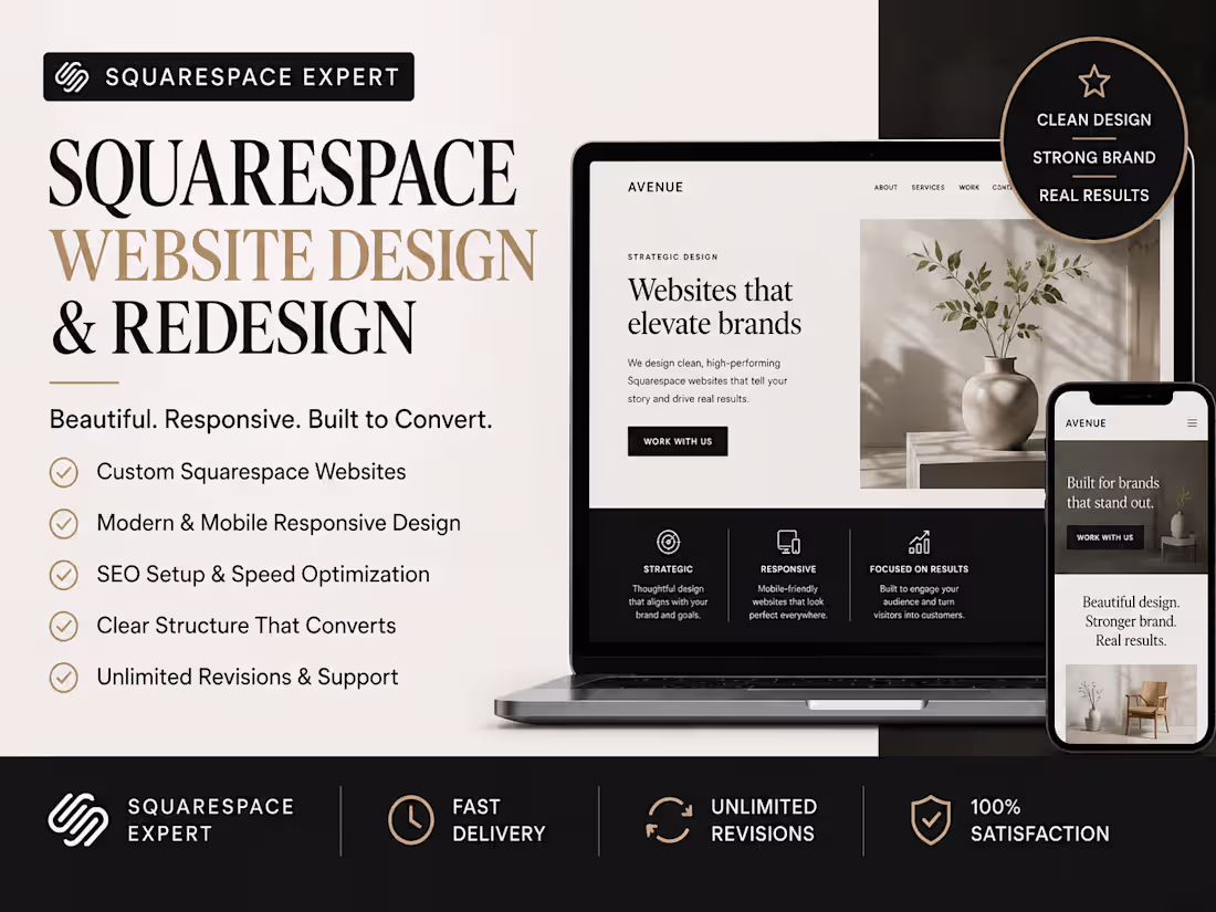 Cover image for Squarespace Website Design & Redesign for Modern Brands
