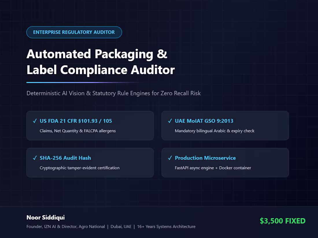 Cover image for Automated Regulatory Packaging & Label Compliance Auditor