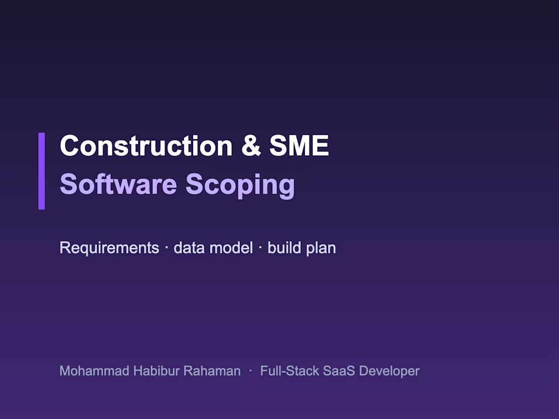 Cover image for Construction and SME Software Scoping