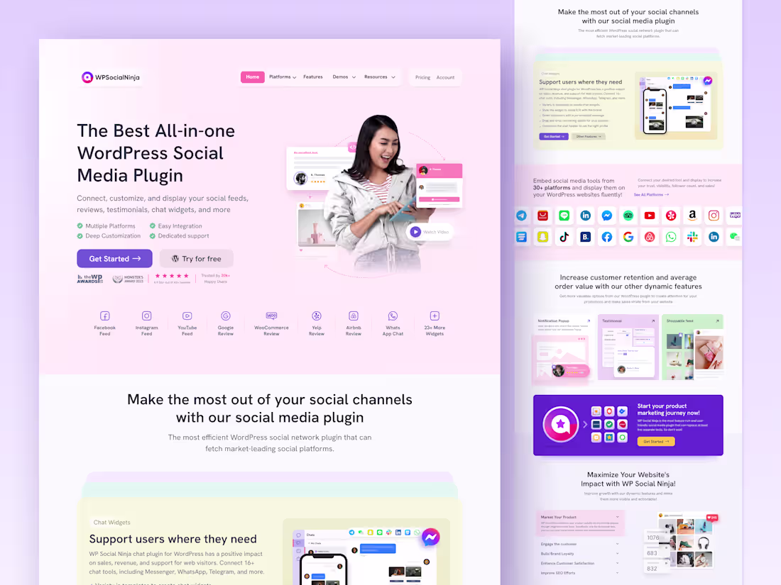 Cover image for WP Social Ninja WordPress Plugin - Full Website Redesign