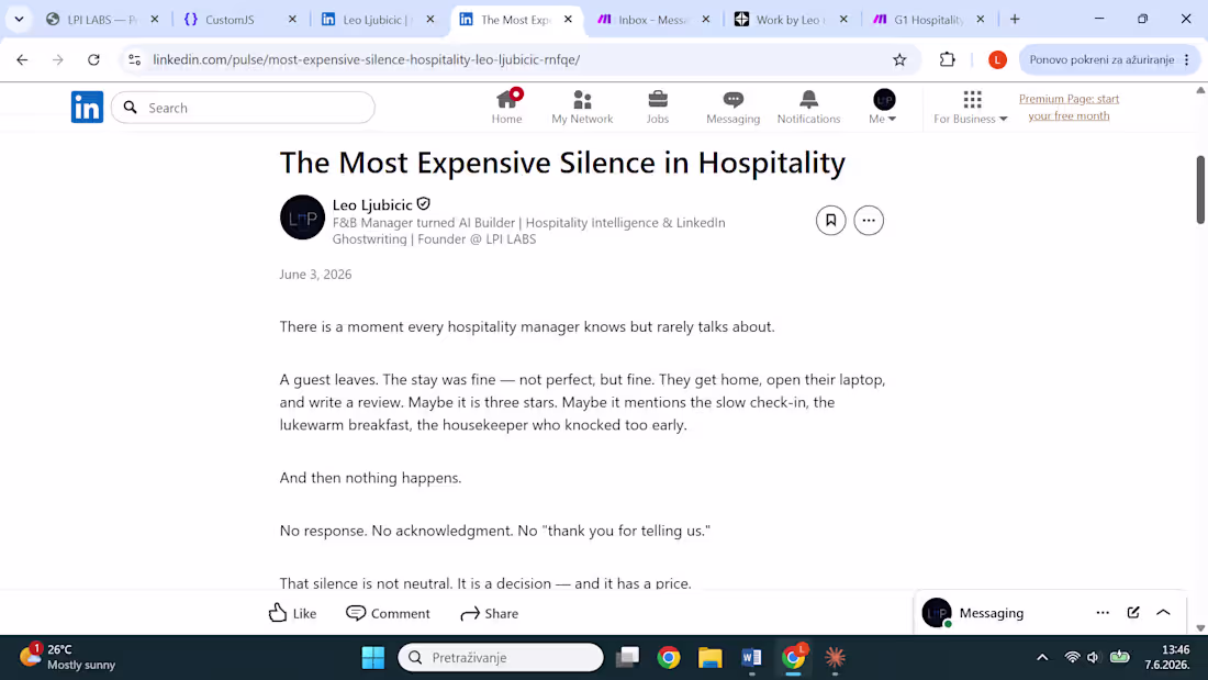 Cover image for LinkedIn article for hospitality operators