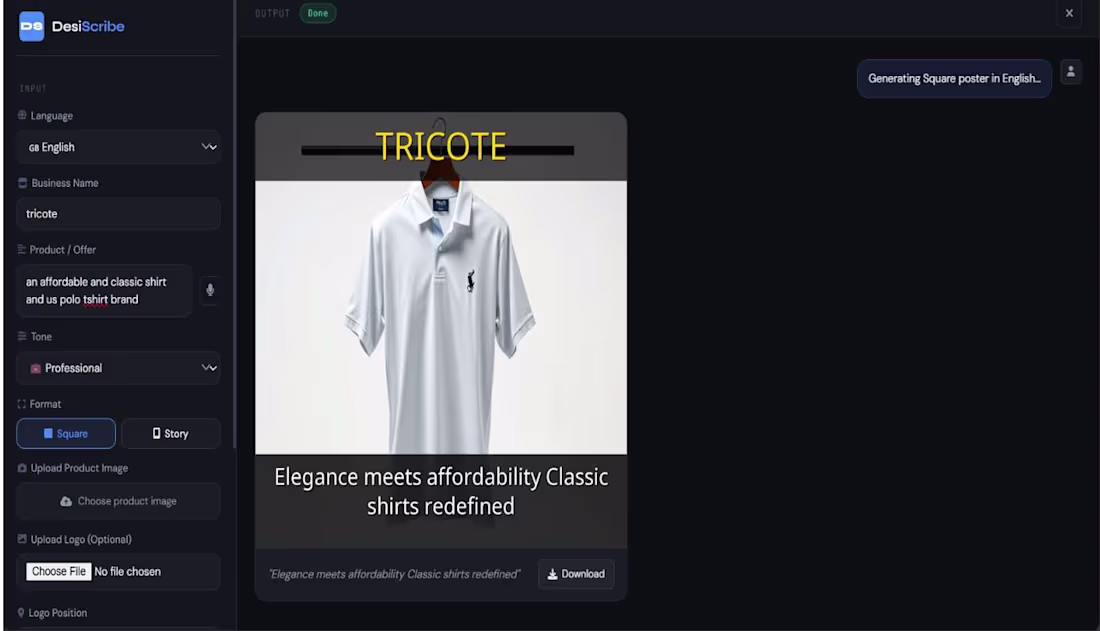 Cover image for Desi-Scribe AI | AI-Powered Advertisement