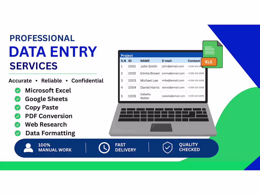Cover image for Data Entry & Excel Spreadsheet