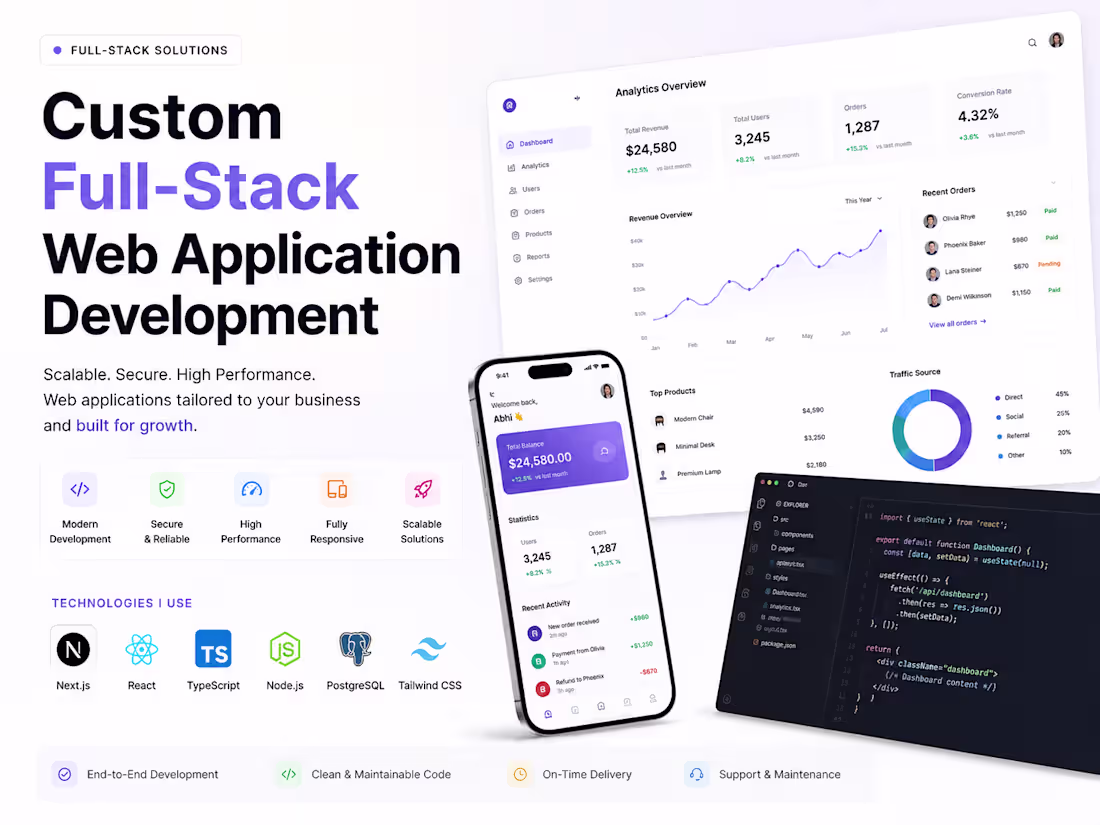 Cover image for Custom Full-Stack Web Application Development