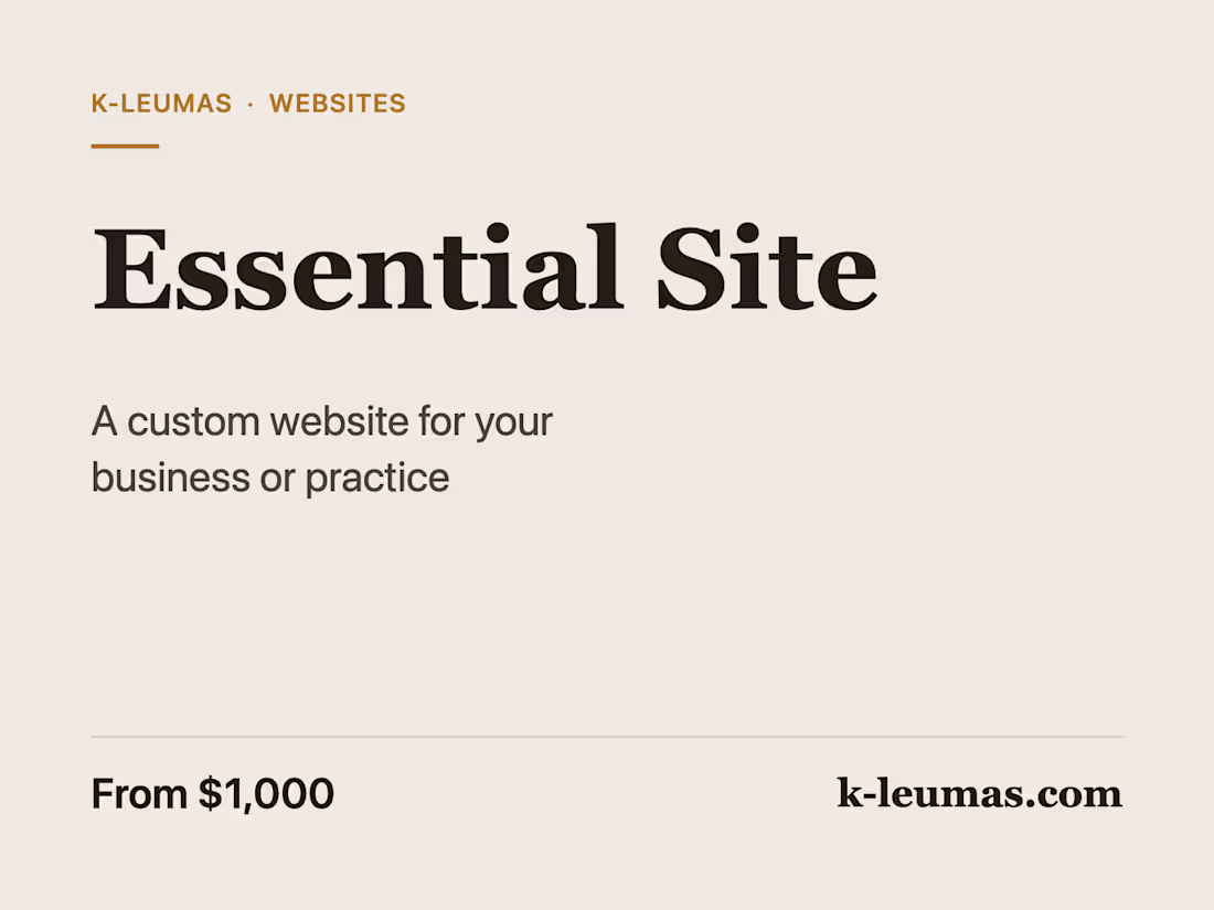 Cover image for Essential Site: a custom website for your business