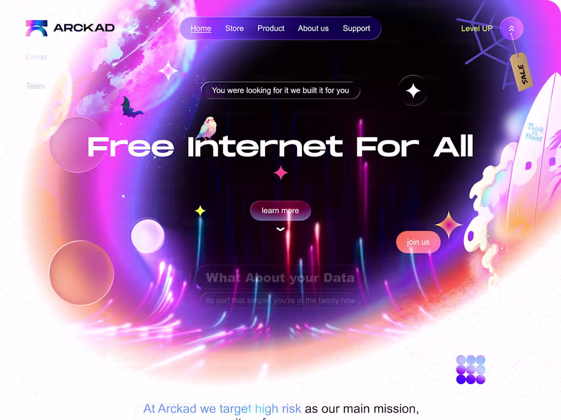Cover image for The website you'll never see anywhere "Arckad" both colorful...