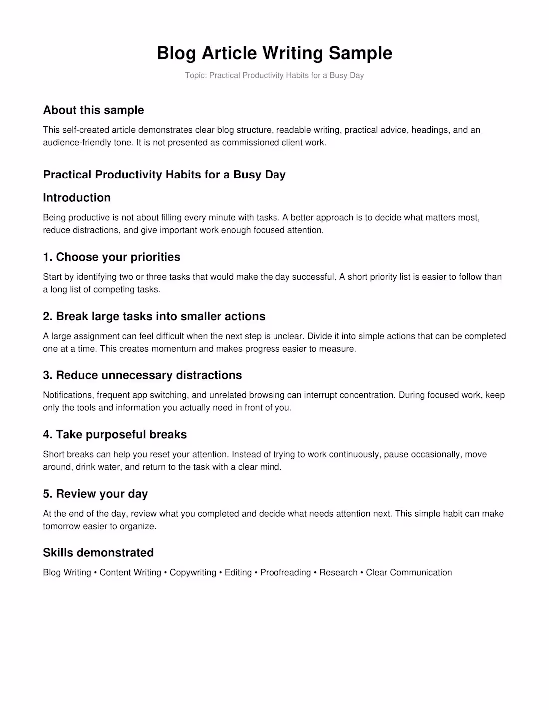 Cover image for Blog Article Writing Sample —