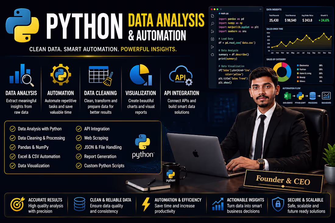 Cover image for Python Data Analysis & Automation