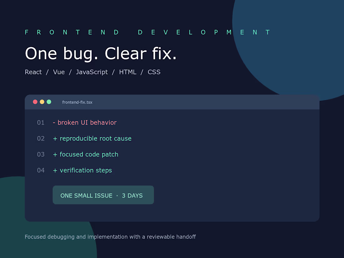 Cover image for Fix one React, Vue, or JavaScript frontend bug