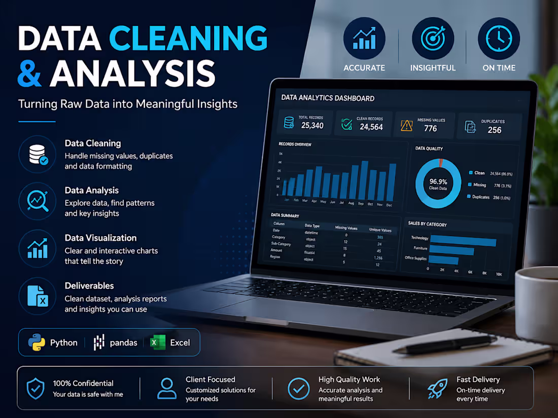 Cover image for Data Cleaning and Analysis using Python, Pandas & Excel