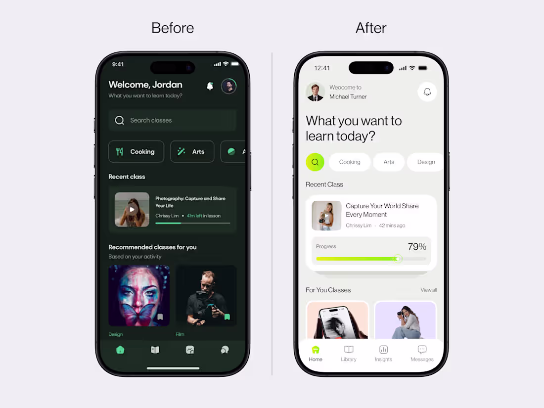 Cover image for Online Course Mobile App Redesign