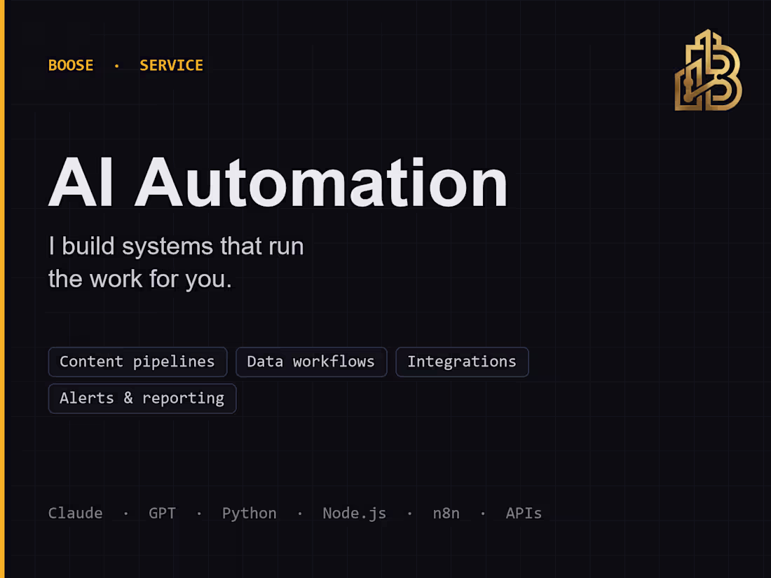 Cover image for AI Automation — I'll automate a manual workflow end-to-end