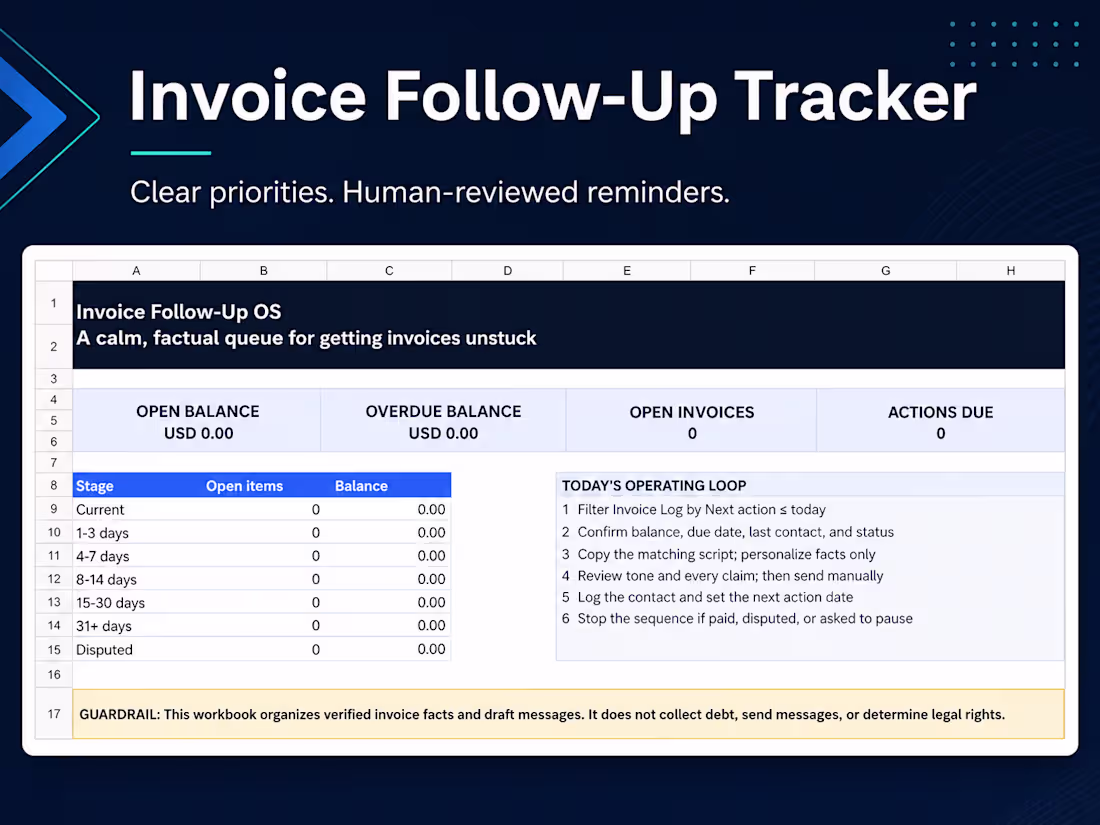 Cover image for Invoice Follow-Up Tracker & Reminder Workflow