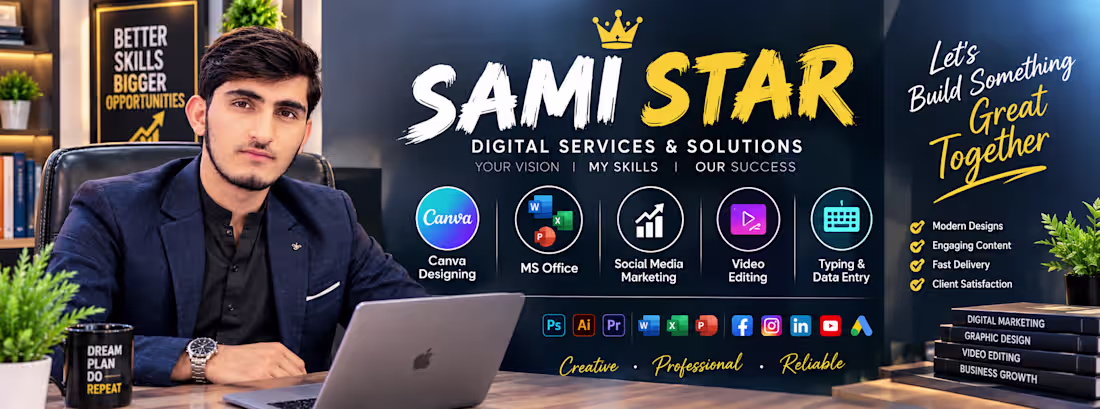 Cover image for Social Media Marketer | Canva Designer | Video Editor | MS Offic