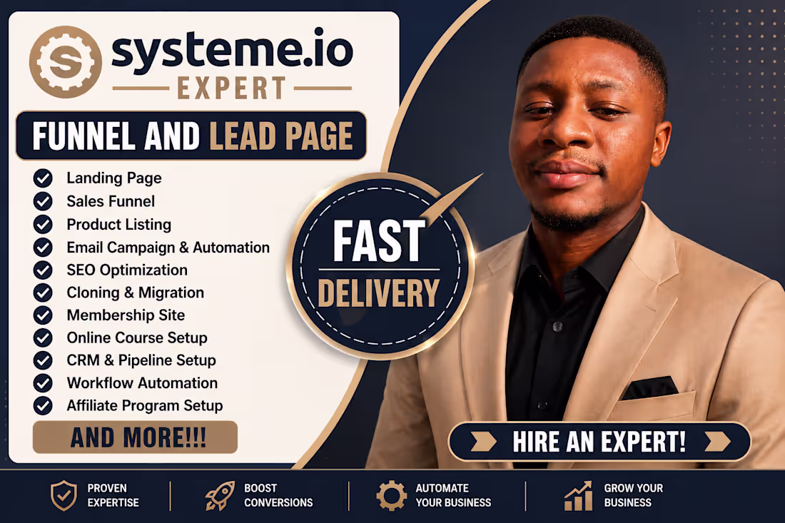 Cover image for I will create your Systeme io website funnel and automation